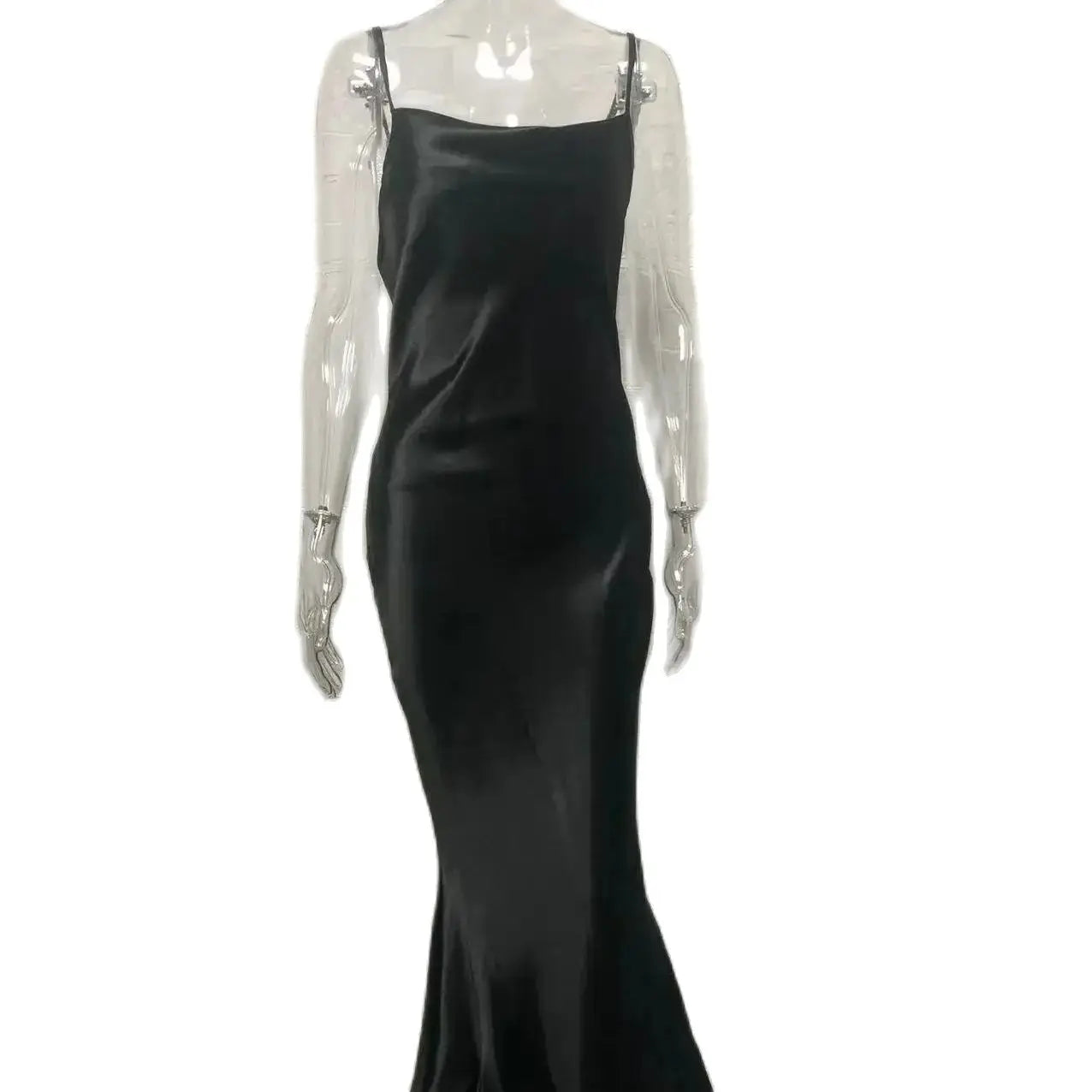 שמלת מקסי סאטן קשירה בגב פתוח - ניס