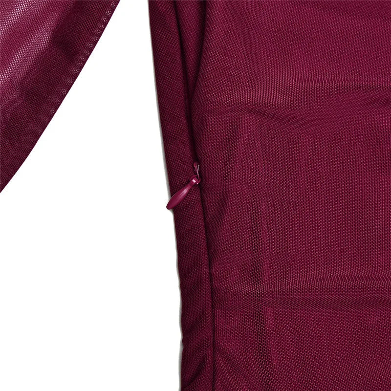 שמלת מיני קיפולים צווארון גולף שרוולי שיפון פעמון -  NARA