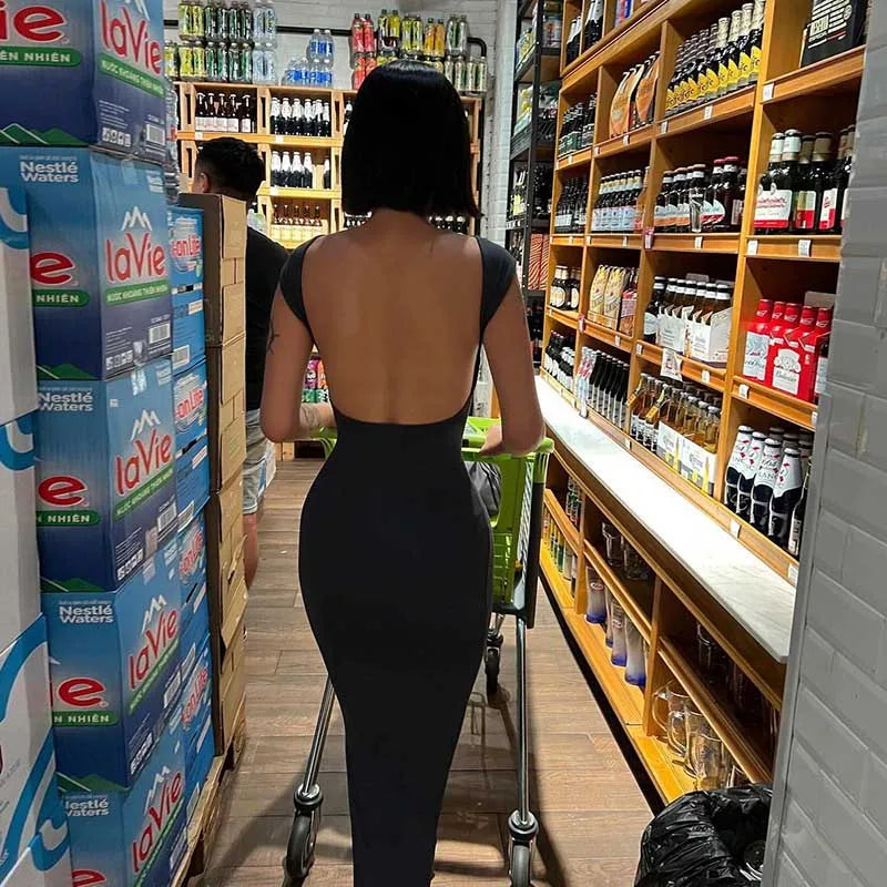 שמלת מקסי צמודה גב פתוח - Elia