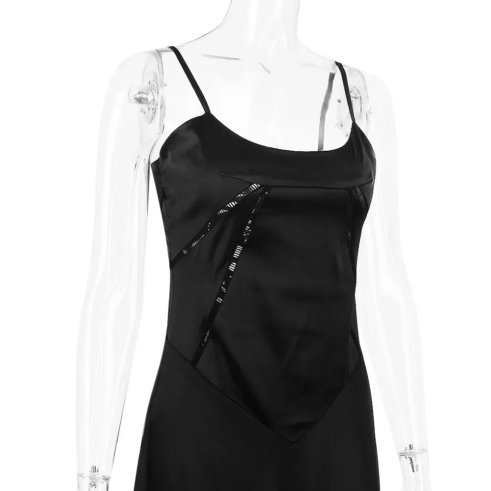 שמלת מקסי סאטן קשירה בגב להצמדה במותן - Lilia