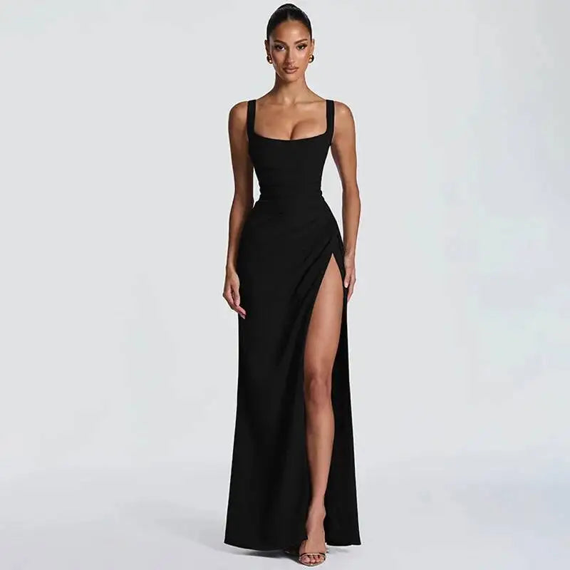 Elegant maxi dress with a slit design - Ian