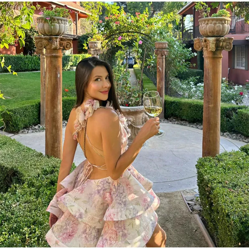 שמלת מיני מלמלה בעיצוב פרחוני 3D - איזבלה