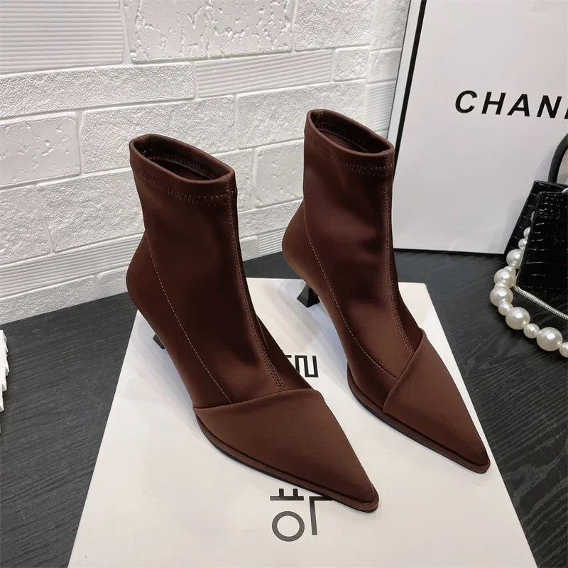 Silk satin pointed toe boots - Liran