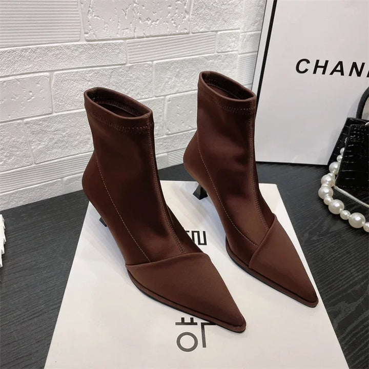 Silk satin pointed toe boots - Liran