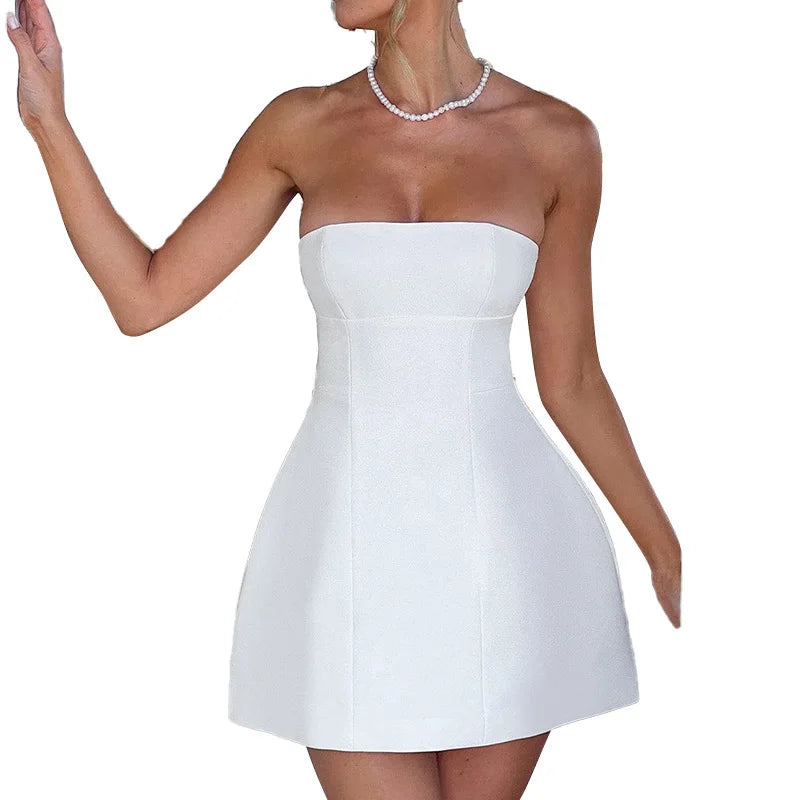 שמלת מיני סטרפלס בגזרת A - לולה