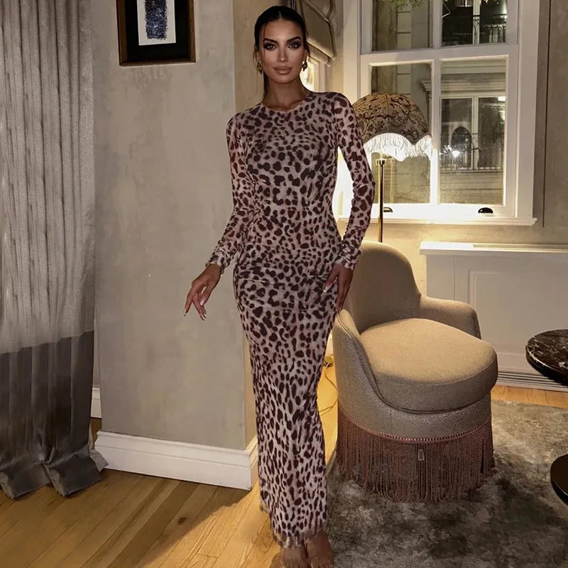 שמלת מקסי שיפון מנומרת - טנזניה