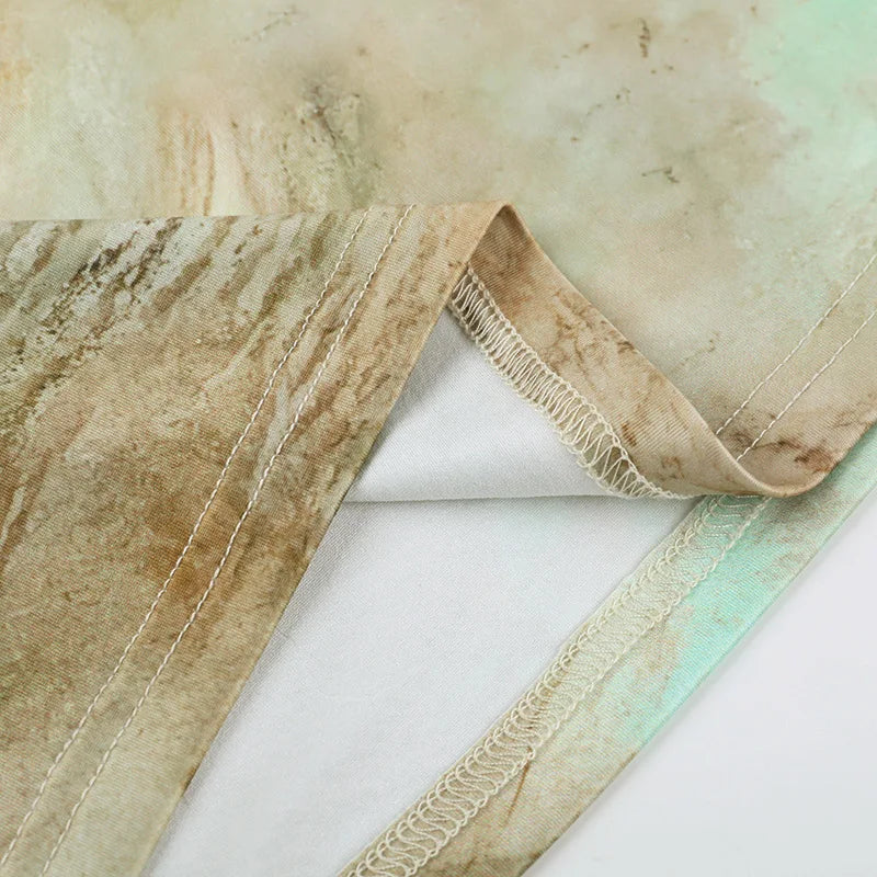 שמלת מיני קשירה בצוואר גב פתוח בעיצוב הדפס מיוחד - וונדה