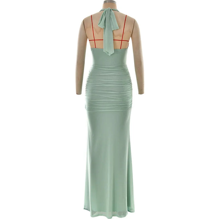 Maxi dress with a buckle design and open back - Tzahala