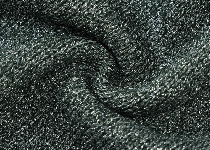 שמלת מיני סרוגה נצנצים צווארון נופל גב פתוח - קסם