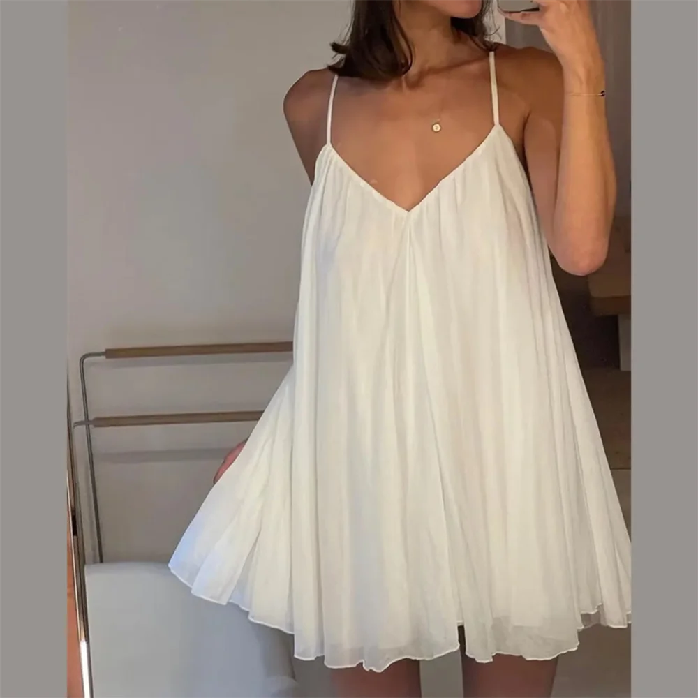 שמלת מיני שיפון מלמלה גב פתוח - פנלופה