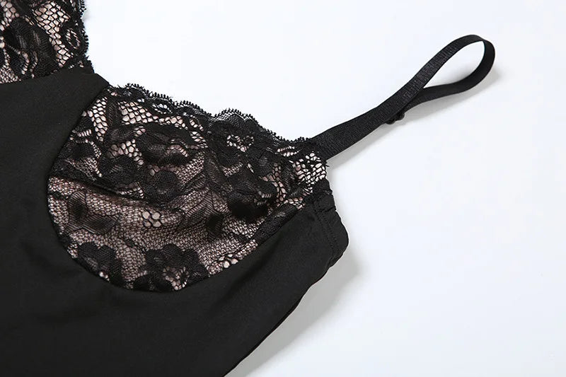 שמלת ערב מקסי בעיטור תחרה בחזה - קימברלי