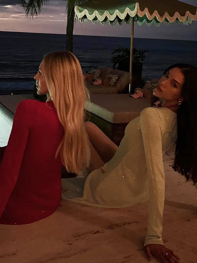 שמלת מקסי נצנצים בעיצוב שסע עמוק - Harlow