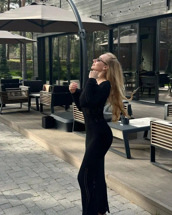 שמלת מקסי סרוגה גב פתוח - Sierra