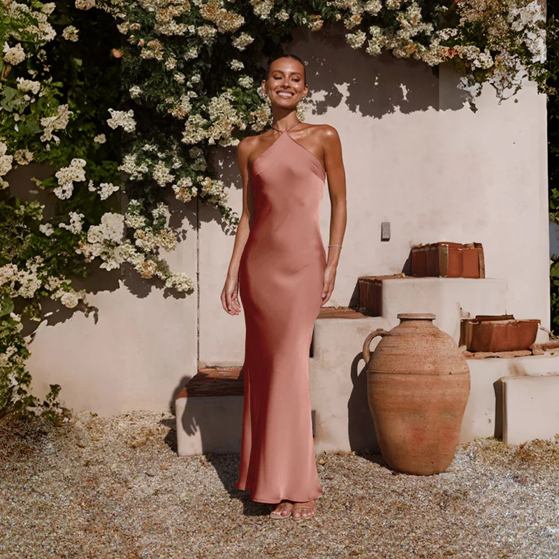 שמלת מקסי סאטן אלגנטית - קלייר