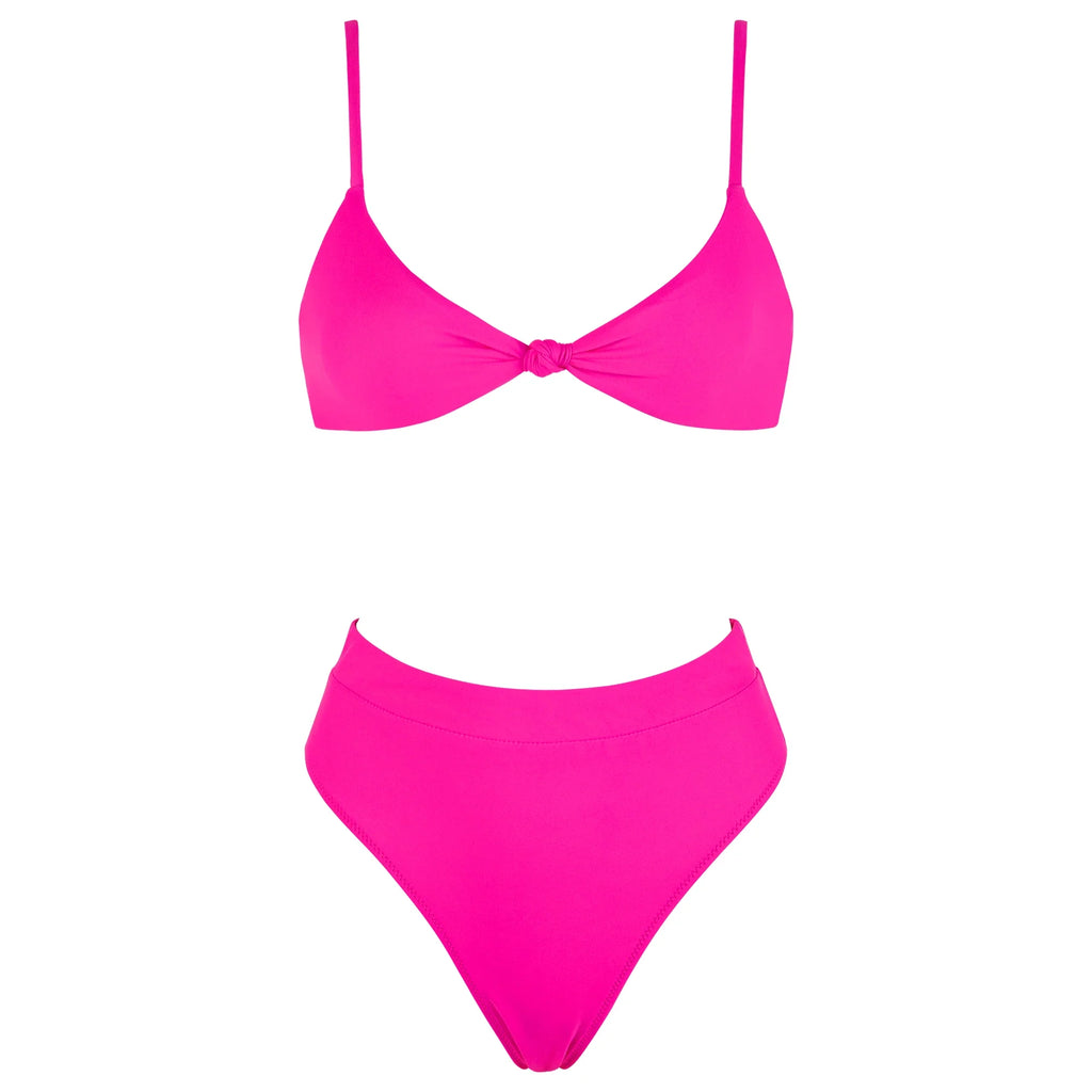 ביקיני תחתון גזרה גבוהה מחטב חזייה בקישוט קשר למראה מוצמד ומורם - שריל