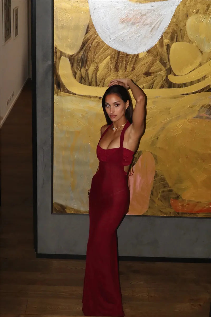 שמלת מקסי אלגנטית בעיצוב מיוחד קשירות בגב - איזבלה