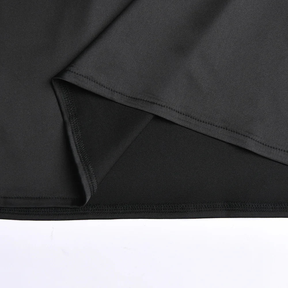 שמלת מיני סטרפלס סאטן - סקיי