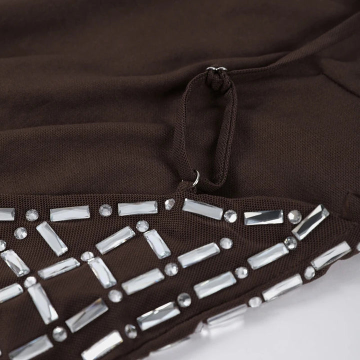 Strapless top/mini skirt/maxi dress/maxi dress with sparkling rhinestones