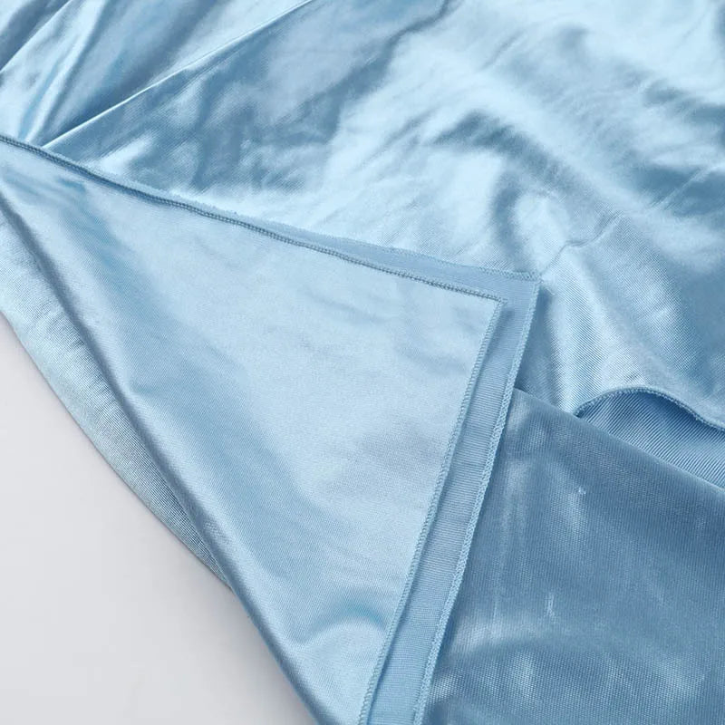 שמלת מקסי סטרפלס סאטן בעיצוב כיווצים ושסע - עמליה