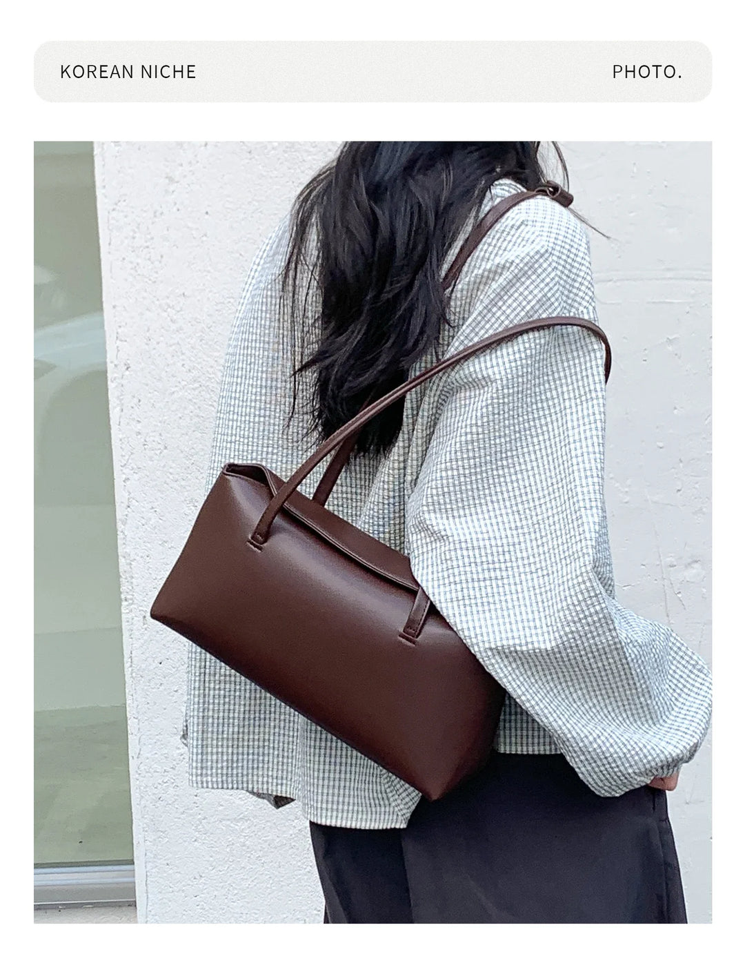 Faux leather bag with rectangular design