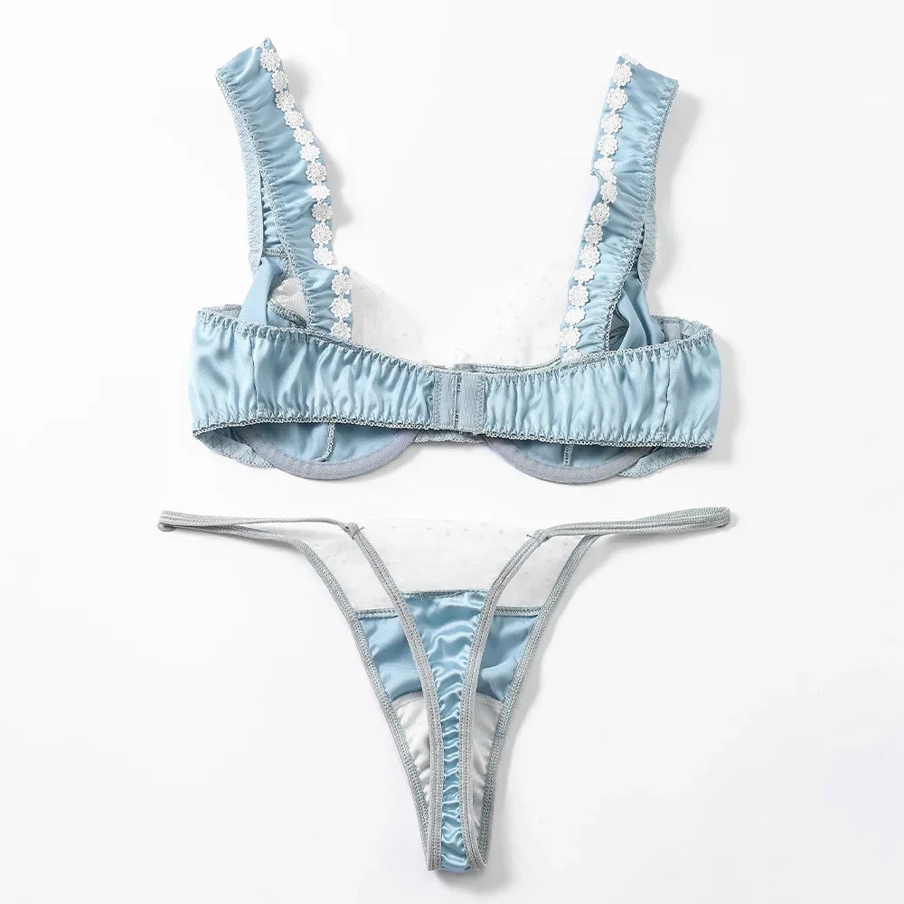 סט הלבשה תחתונה סאטן בעיטור תחרה - Adaline