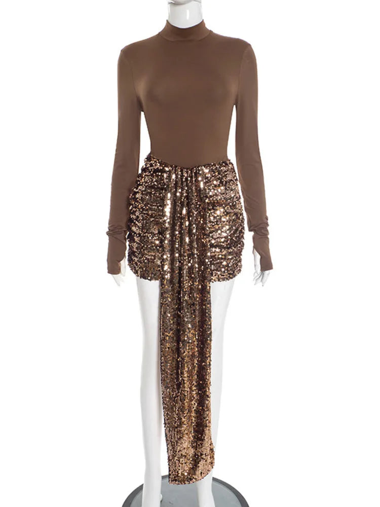 Two-piece set: sequin mini skirt and blouse - ZOEY