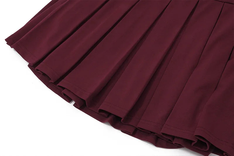 סט אלגנטי שני חלקים חצאית מיני ווסט כפתורים כתפיים חשופות - קולין