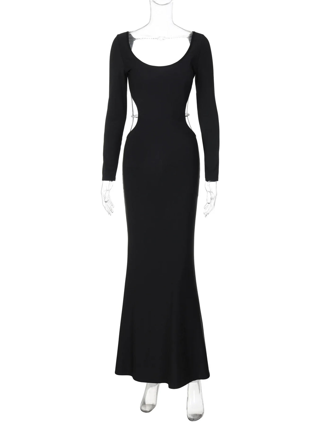 שמלת מקסי גב ומותן פתוח בעיטור שרשראות - דניס