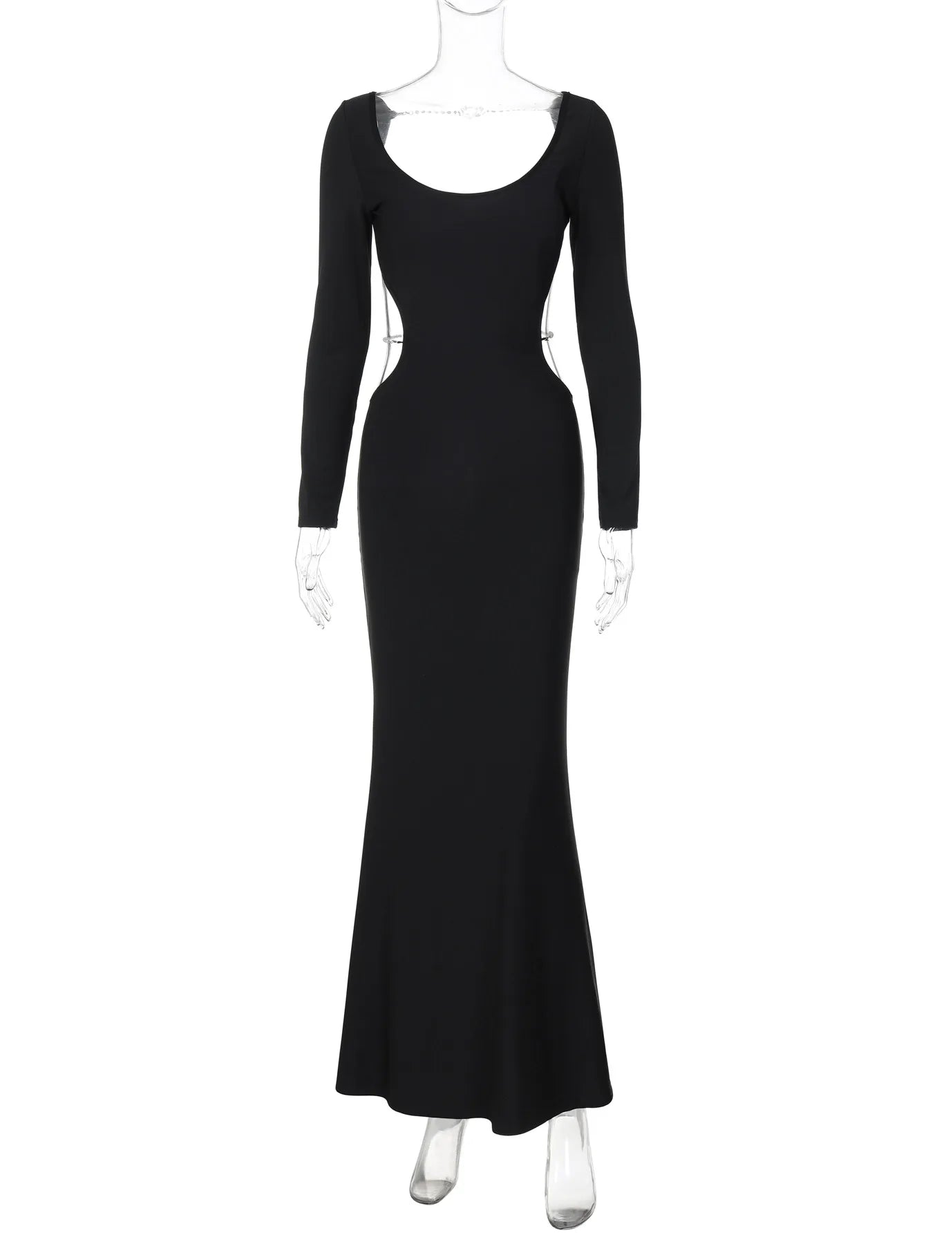 שמלת מקסי גב ומותן פתוח בעיטור שרשראות - דניס