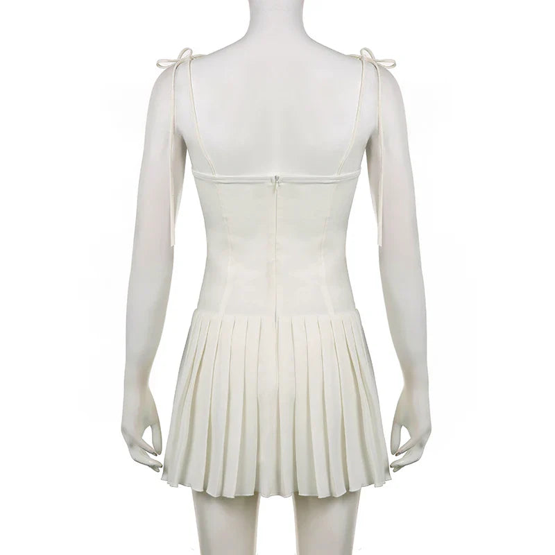 שמלת מיני סגירת סיכות קשירה בכתפיות - רונילי