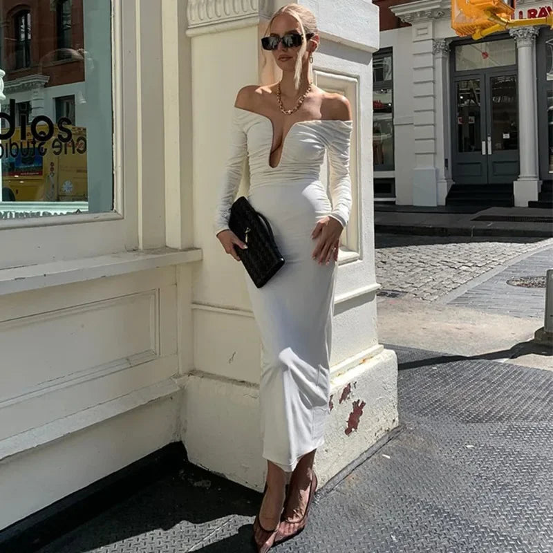 שמלת מקסי כתפיים חשופות - לילה