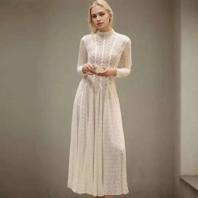 שמלת מקסי ערב יוקרתית בעיצוב ארוג בגזרת A - ליבי