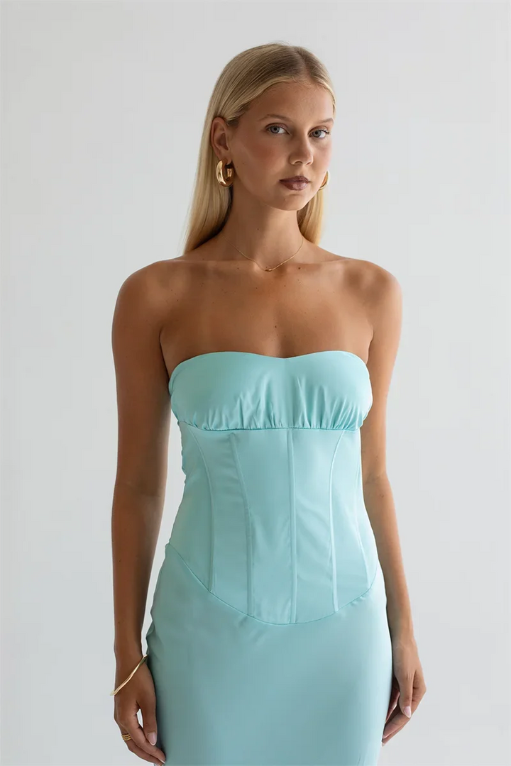 Strapless maxi dress with a back tie - ELINA