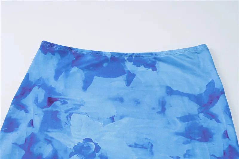 סט שני חלקים חצאית וטופ גופיה בהדפס טאי דאי - רוקסן