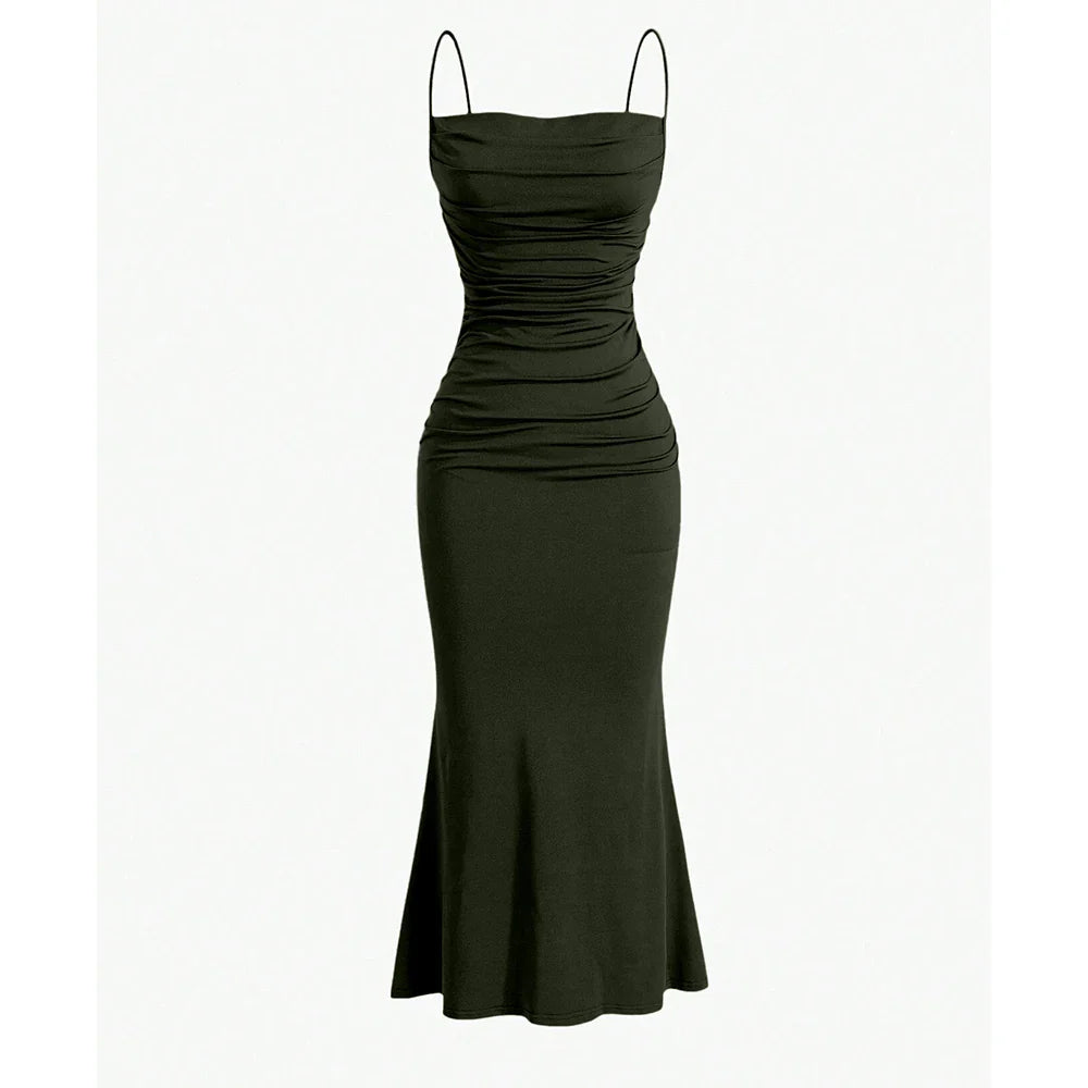 שמלת מקסי אלגנטית כתפיות ספגטי - Emberly