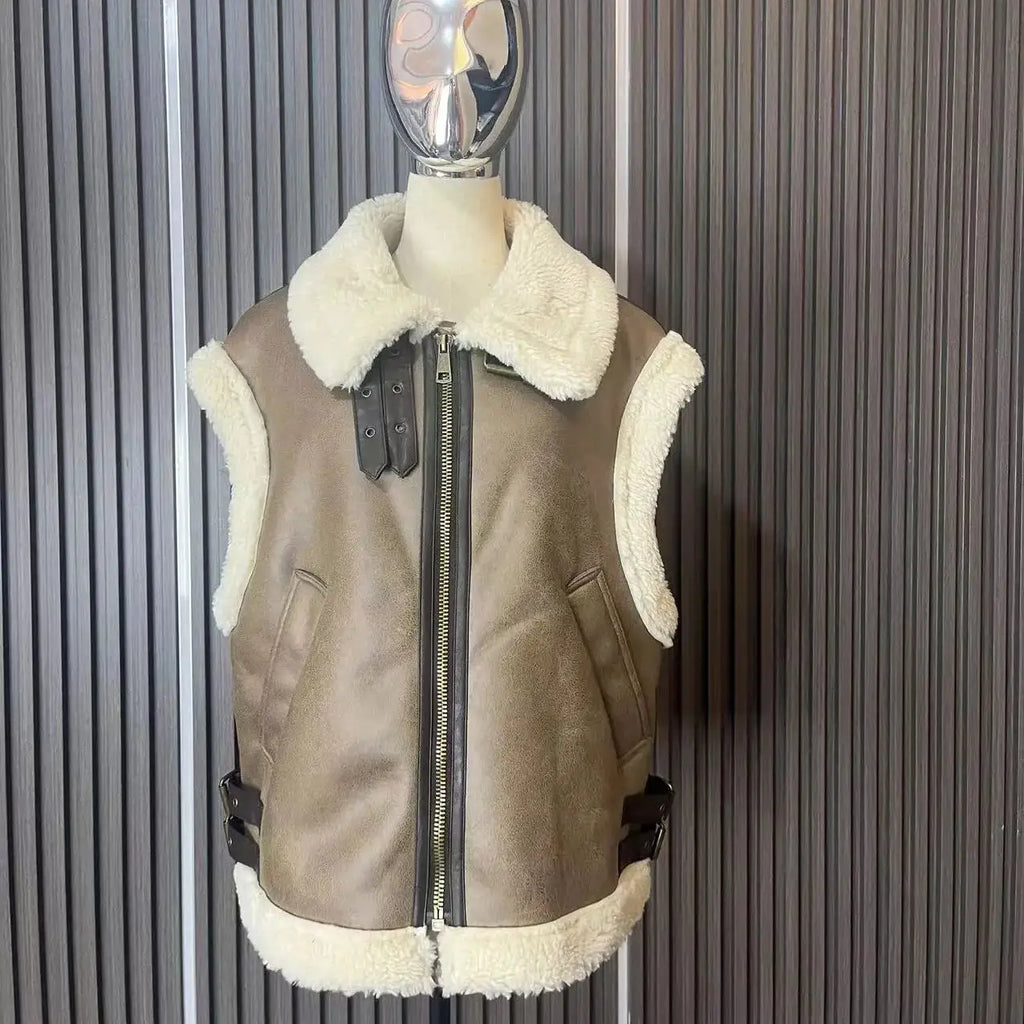 ווסט עור צמר פנימי - קארי