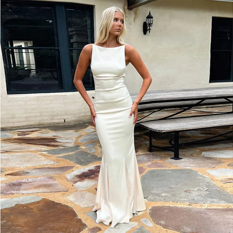 שמלת מקסי סאטן גב פתוח - ריין