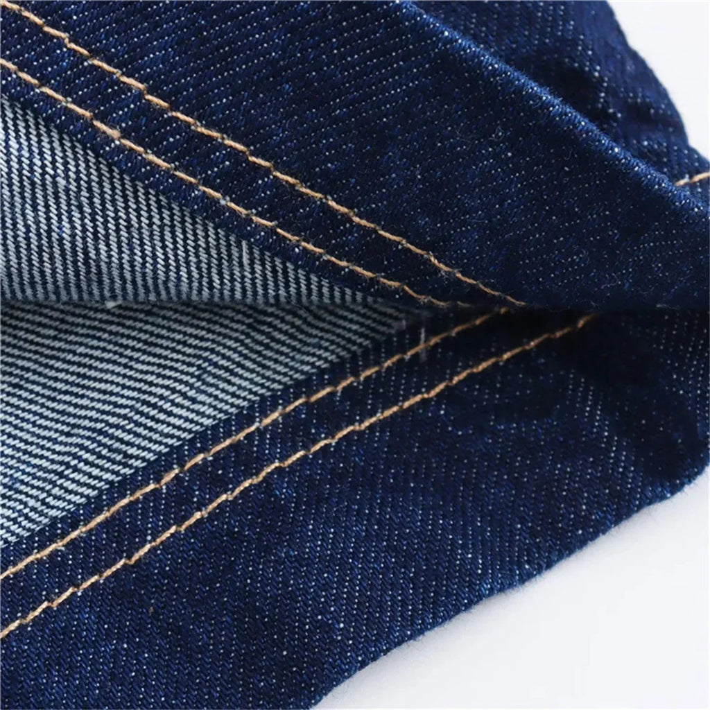 חליפת דנים שני חלקים מכנס חצאית מיני וחולצה בעיטור כיסים - ג'ול