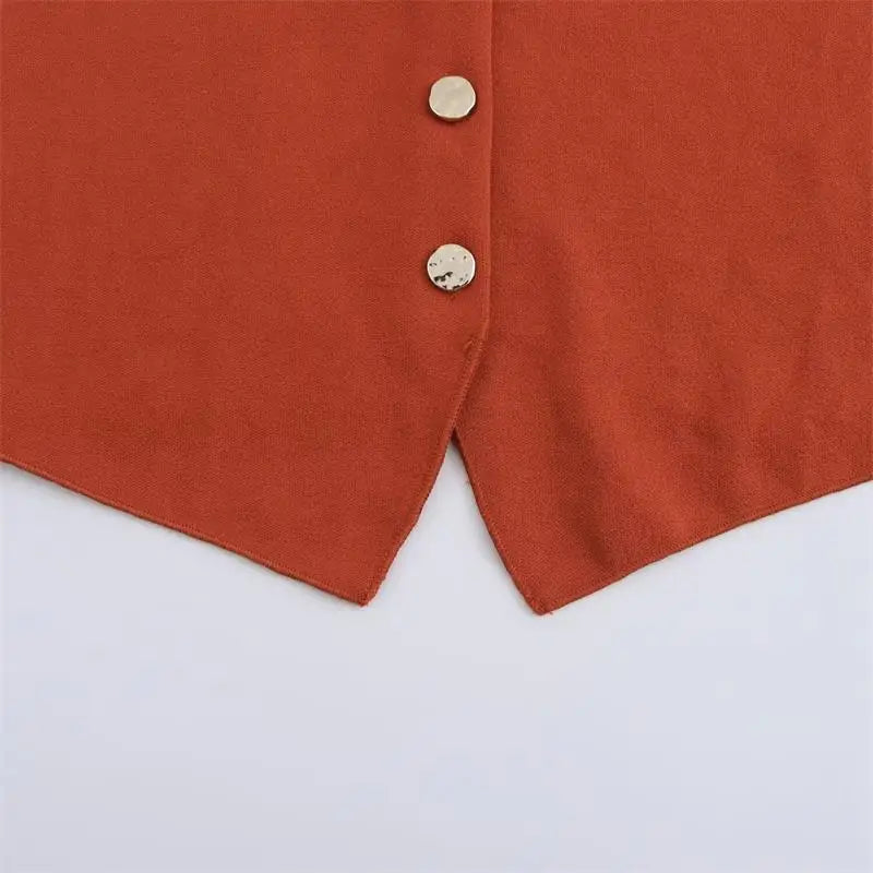 סט שני חלקים סרוג ווסט כפתורים וחצאית מקסי - פולינה