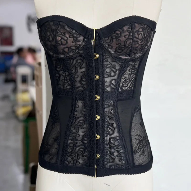 Strapless corset with pin closure