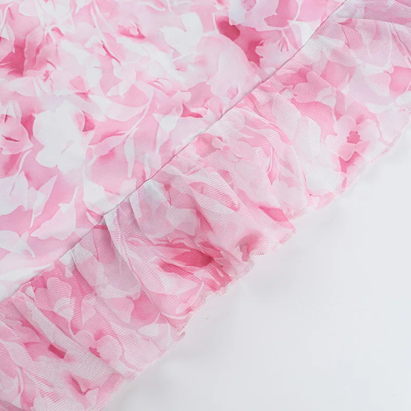 שמלת מיני סטרפלס פרחונית - סאמרי