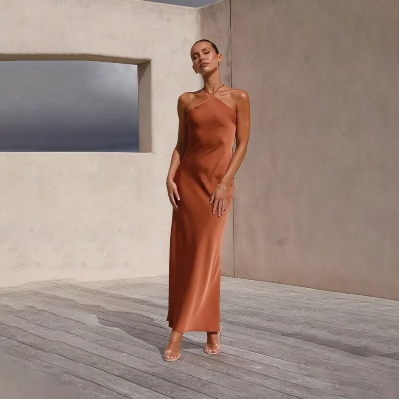 שמלת מקסי סאטן אלגנטית - קלייר