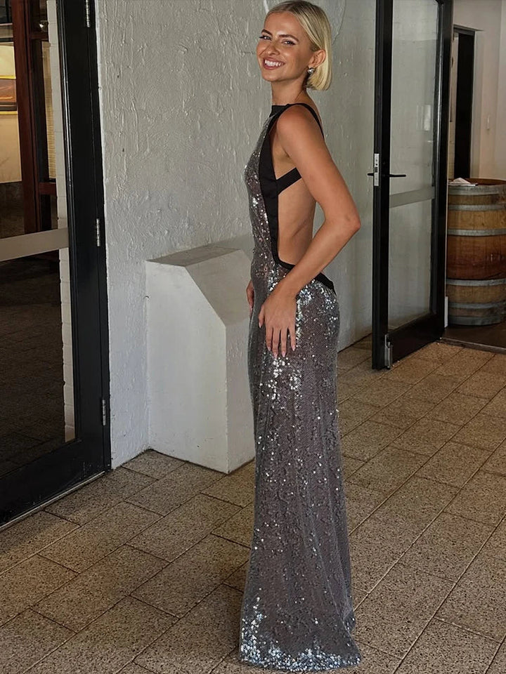 Open Back Sequin Maxi Dress - Lexi