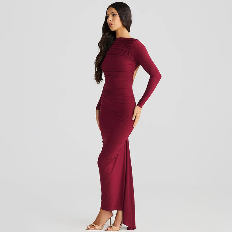 שמלת מקסי צמודה גב פתוח - קיקי