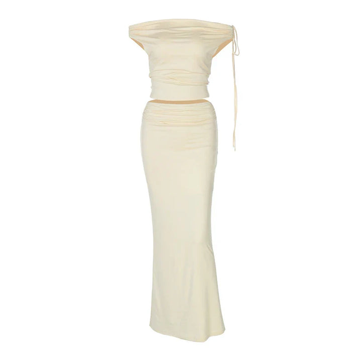Two-piece set, maxi skirt and off-shoulder top - Yanai