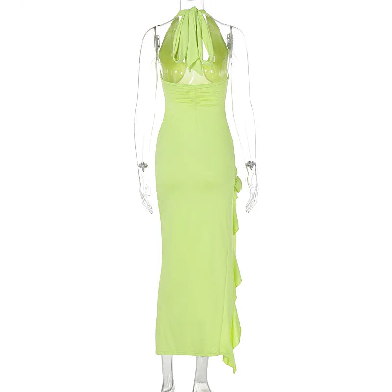 שמלת מקסי מלמלה בעיצוב שסע ופרחים - ROSLANA