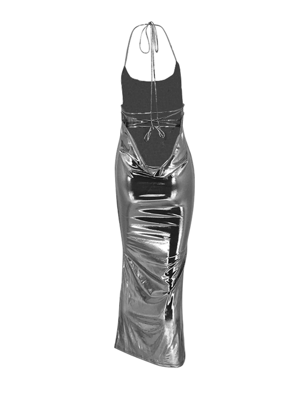 שמלת מקסי גב פתוח סטייל מטאלי - ALEXA