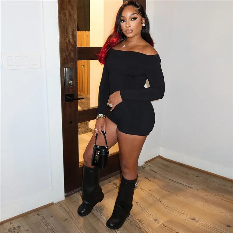 חליפת חלק אחד סרוגה כתפיים חשופות - מיי