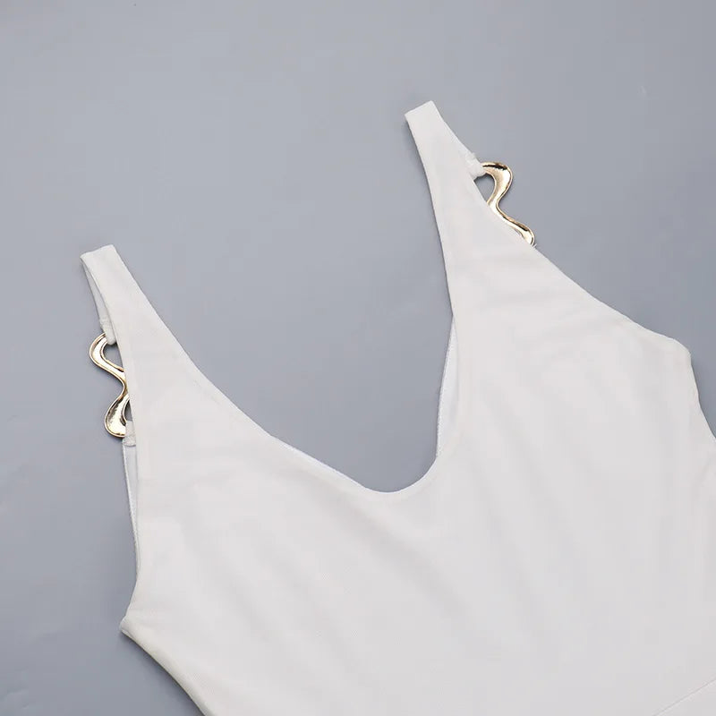 שמלת מקסי שיפון בעיטור אבזמים בכתפיות - מריה