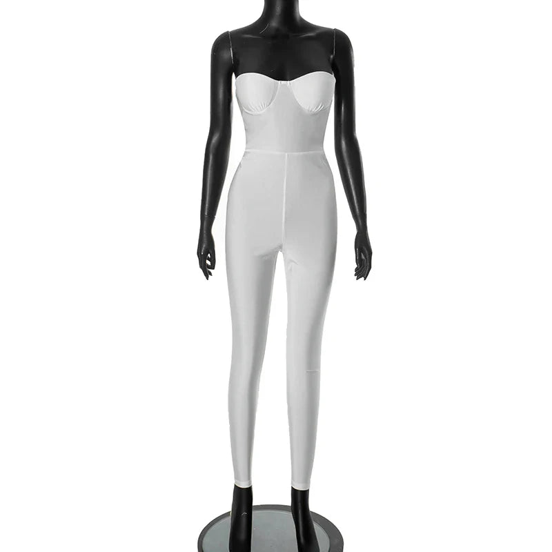 אוברול סטרפלס בד מבריק ומחטב - Lorelai